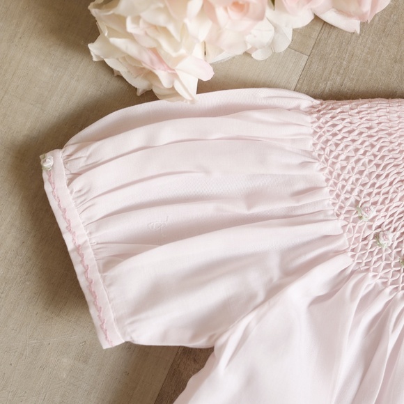 Pink Heirloom Smocked Bishop Dress Bloomer Hat Set Feltman Brothers NWT 6 Months - Picture 7 of 9